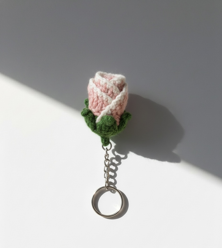 Pink rose keychain