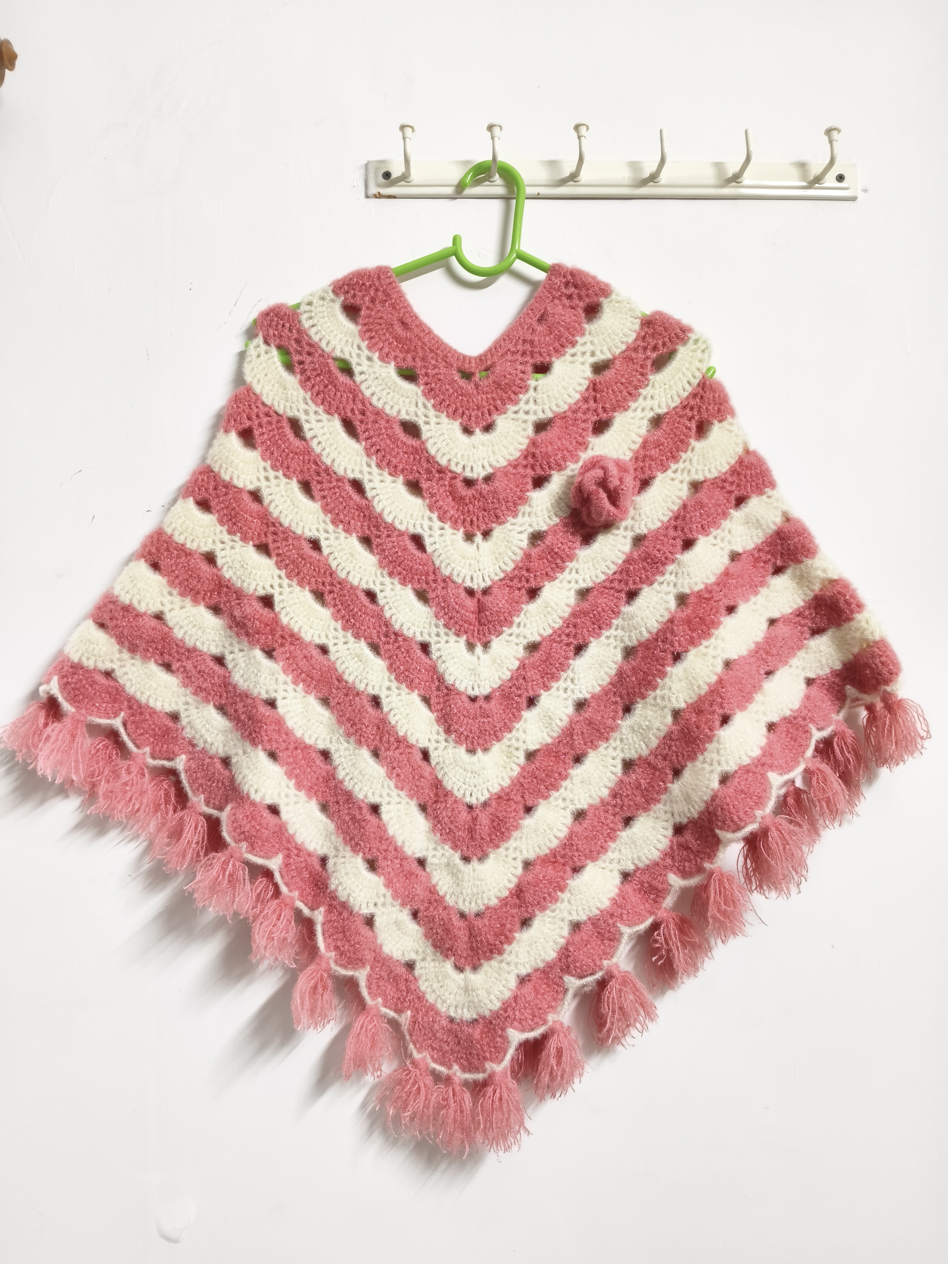 Pink petal Crochet Poncho